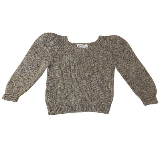VTG JH Collectibles Hand Knitted Gray Wool Blend Puff 3/4 Sleeve Sweater Medium - Picture 12 of 12